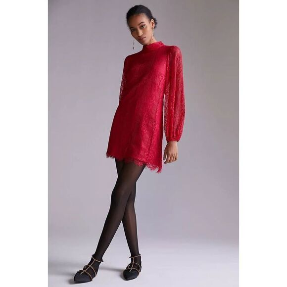 Anthropologie - Maeve Open-Back Lace Mini Dress - Picture 9 of 11